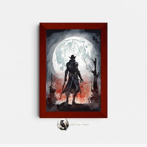 Bloodborne Moonlight, Dark Souls Poster Art, Movie Painting, Film, Video Game, TV Art, Wall Art, Elden Ring, Gamer Room Decor, Gaming Gifts