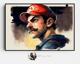 Super Mario Brothers Wall Art, Gaming Poster Art, Movie, Film, Video Games, TV Art, Nursery Deco, Mario Bros, Gamer Room Decor, Gaming Gifts