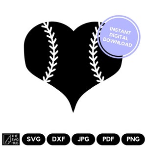 Baseball Herz mit Stichen SVG Design - Sofortiger digitaler Download - Herzförmige detaillierte Schnittdatei - Für Karten, Scrapbooking, T-Shirts, Tassen