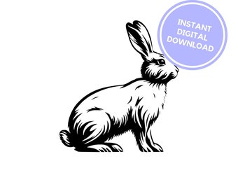 Rabbit SVG instant digital download - Easter silhouette clipart - Detailed cut file - For cards, scrapbooking, junk journals, t-shirts, mugs