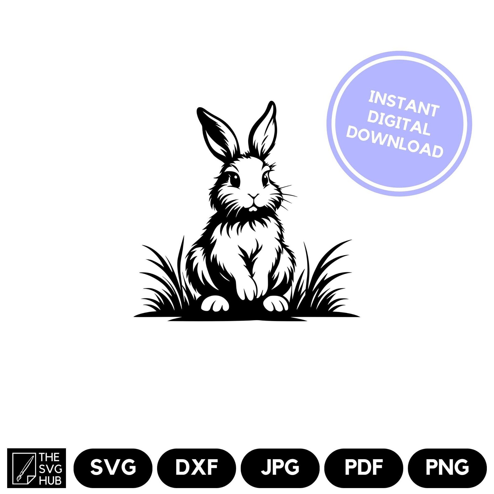 Rabbit SVG Instant Digital Download Easter Silhouette Clipart Detailed ...