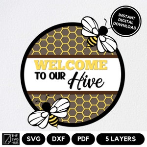 3D Welkom bij onze Hive Layered SVG instant digitale download, Meerlagig bijenkorfbord, Lasergesneden bestand voor papier-, hout- en kartonambachten
