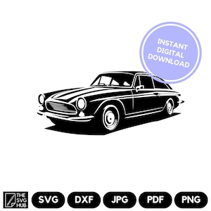 Téléchargement numérique instantané de voiture classique SVG - clipart silhouette véhicule - fichier coupe détaillée fête des pères - pour cartes, t-shirts, carnets de bord