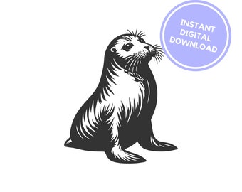 Seal SVG Instant Digital Download, Printable Sea Creature Cutting Machine File, For beach themed gifts, crafting, DIY projects, scrapbooking