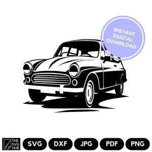 Classic Car SVG sofortiger digitaler Download - Fahrzeug Silhouette Clipart - Vatertag detaillierte Schnittdatei - Für Karten, T-Shirts, Junk Journals