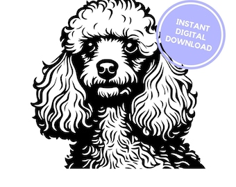 Poodle SVG instant digital download - Dog lover silhouette clipart - Detailed cut file - For cards, scrapbooking, t-shirts, junk journals