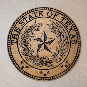 Handcrafted Texas Seal, Round Texas Seal, Texas Wall Decor, personalized gift, Lone Star State, Proud Texan Gift, Professional Gift