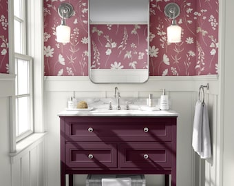 Vintage Tapete mit Blumenmuster rosa, Landhausküche Tapete, vorgeklebte Tapete, Schäl- und Stecktapete