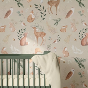 Wald Tapete, Kinderzimmer Wandtattoo, Kinderzimmer Wanddeko, Kinderzimmer Wanddeko, selbstklebende geklebte und ungeklebte Tapete