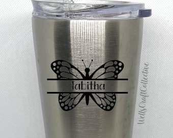 Butterfly Custom Name Vinyl Decal: Tumbler, Laptop, Car