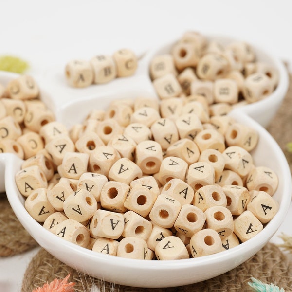 Wooden Alphabet Letter Beads A-Z "1-100 Bead Packs",Wood Letter Beads,Natural Wood Beads,Handmade Wood Beads,Wood Letter Beads