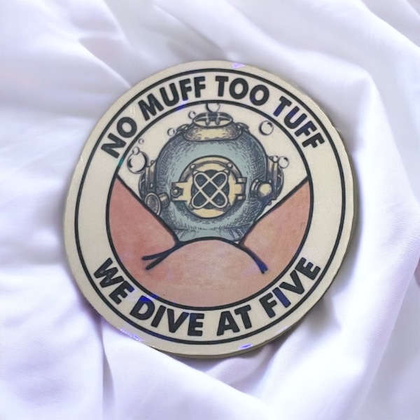 No Muff Too Tuff Funny Sticker (Holographic/Gems)