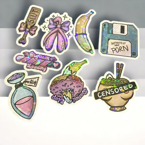 Kinky, Naughty, & Inappropriate Sticker Pack- 8 Piece (Sparkly/Gems)