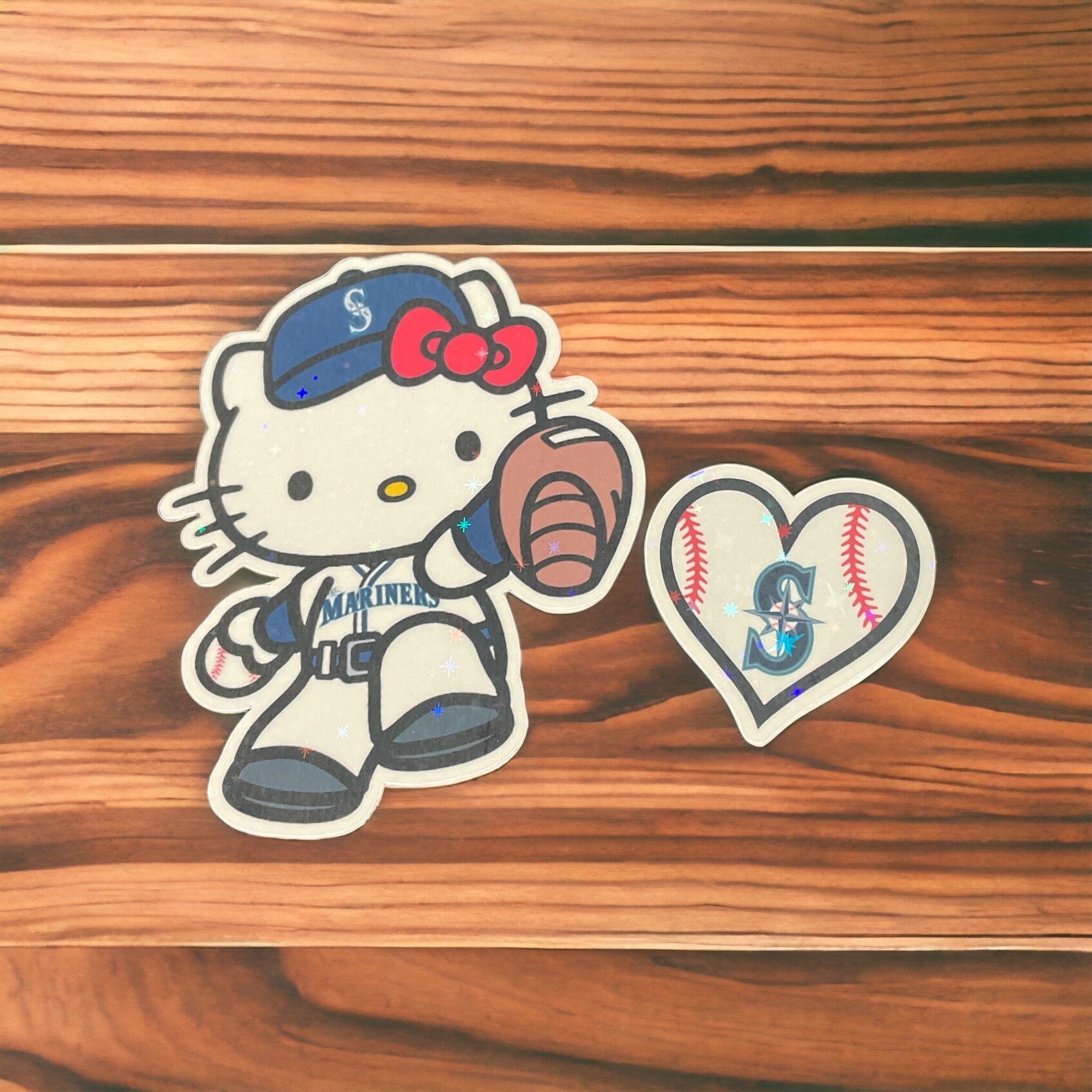 Kitty Mariners Sticker Pack Kitty & Heart Ball (Holographic/Stars)