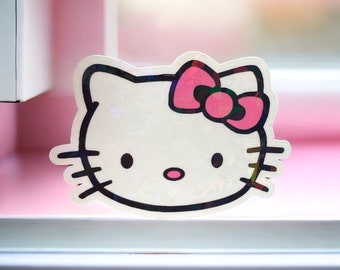 Kitty Head Pink Bow Edition Sticker glittery/sparkly gems