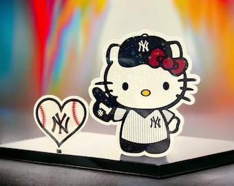 Kitty Yankees #1 Sticker Glittery/Sparkly 2-Pack