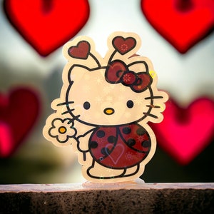 Kitty Valentine&#39;s LadyBug Costume Sticker (Holographic/Hearts)