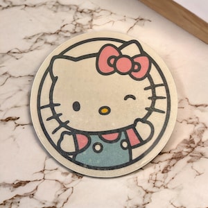 Kitty Pastel Round Sticker (Holographic/Tiny Stars)