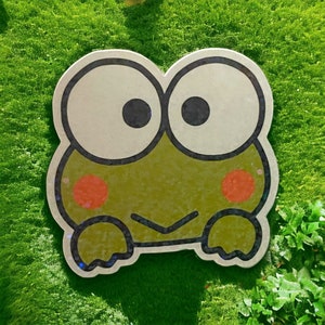 Cute Green Frog Head Sticker Holographic/Dots