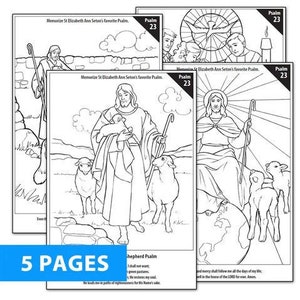 Psalm 23 Good Shepherd 5-Page Coloring Download