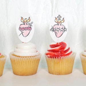 Sacred Heart Cupcake Toppers