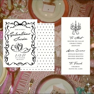 Galentine&#39;s Soiree Invitation & Menu Template (Digital Download)