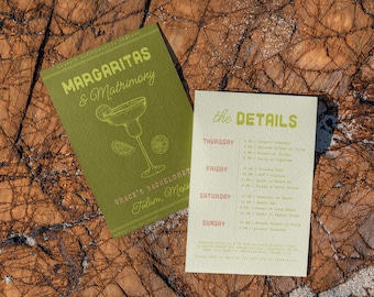 Margaritas & Matrimony Bachelorette Party Itinerary Template | Tulum Mexico Party Invitation with Schedule | Tropical Bachelorette Party