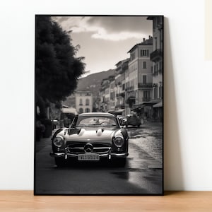 Mercedes 300 SL | Digital Print | Wall Art | Classic Car | Black and White | Car Poster | Wall Decor
