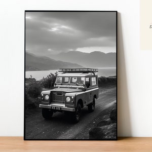 Land Rover Defender | Poster | Digital Print | Interior Design | Black and White | car poster