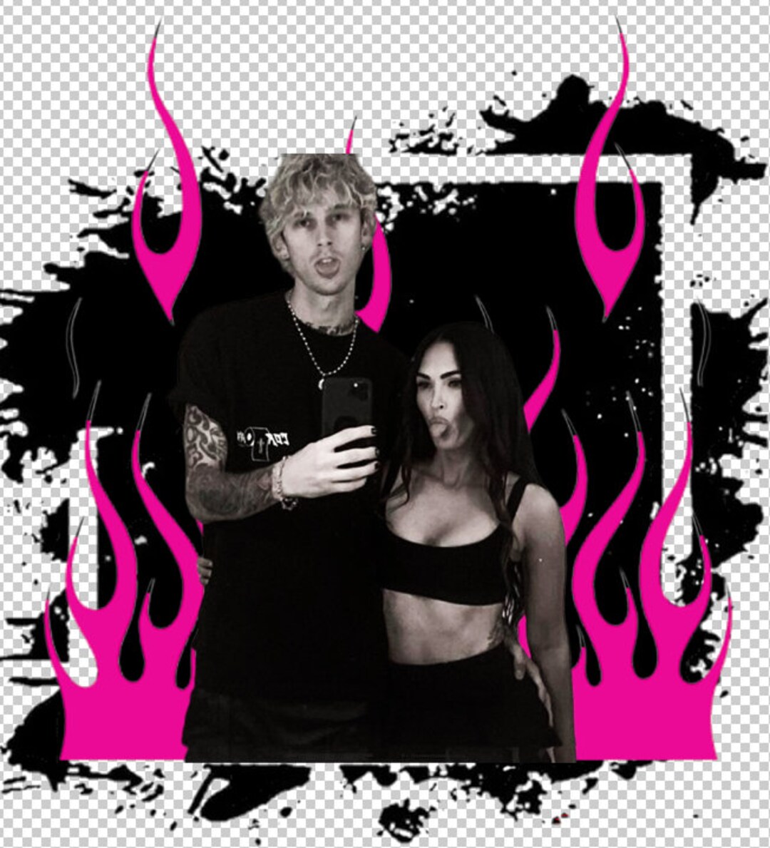 MGK Megan Fox Twin Flame PNG Sublimation Bloody Valentine Concert Shirt