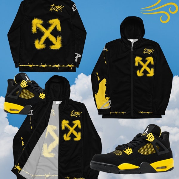 GOLDY windjack, Jordan 4 Thunder streetwear