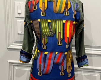 Chaqueta vintage del ejército de EE. UU. con bufanda modificada, talla S
