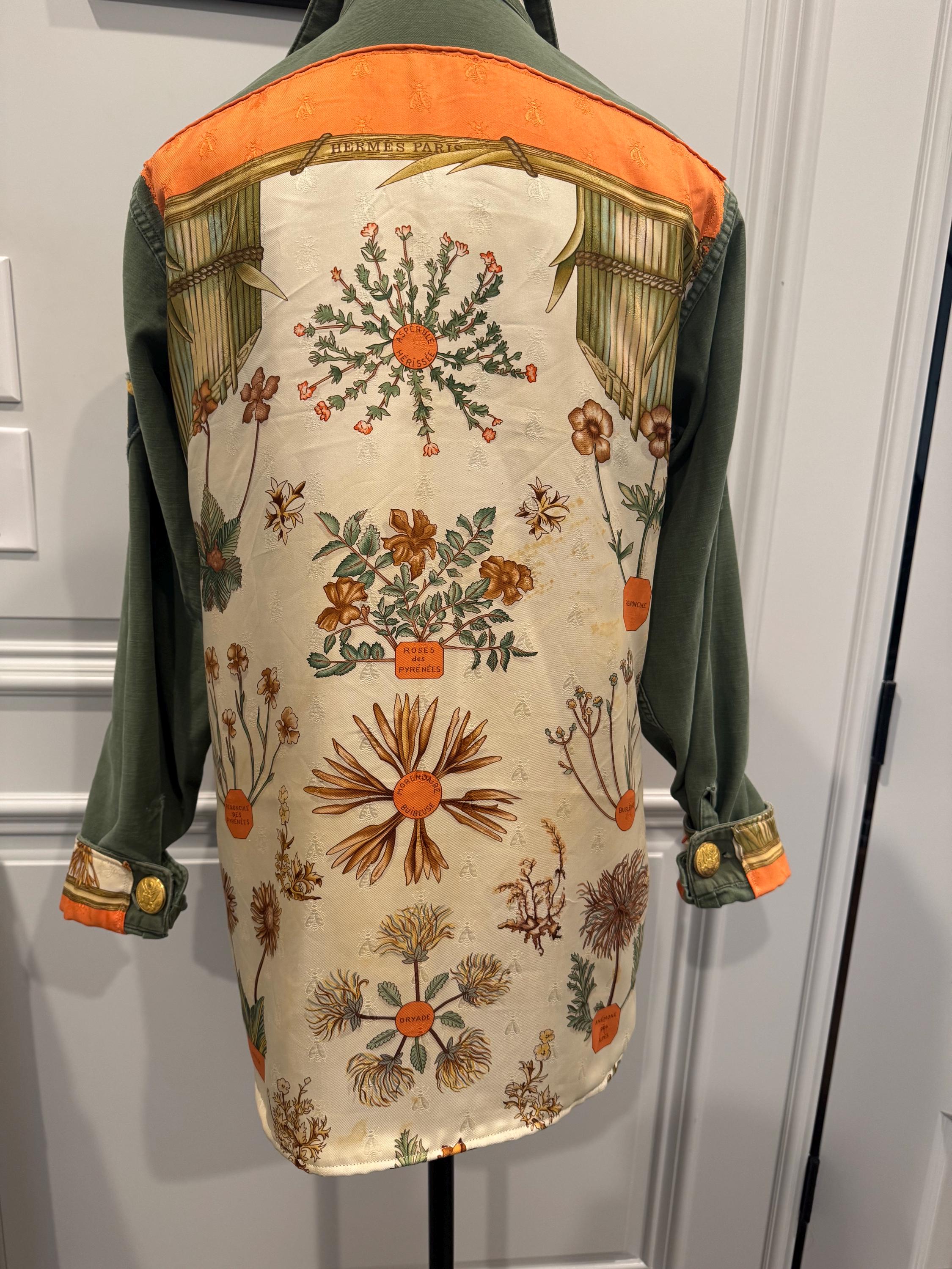 Vintage Military Jacket With Hermes Scarf Application - Etsy