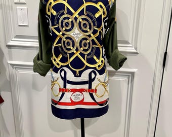 Vintage Military Jacket with Hermes Scarf Application size small