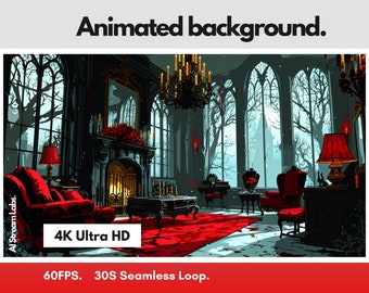 4K Animated Gothic Vampire Room Background: Streaming, VTuber (Digital Download)