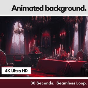 4K Animated Vampire Gothic Background | Dark Fantasy Red Aesthetic | VTuber, Twitch, YouTube, Streaming | Bonus Mobile Wallpaper