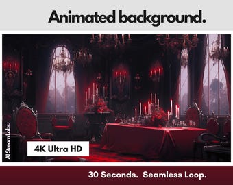 4K Animated Vampire Gothic Background | Dark Fantasy Red Aesthetic | VTuber, Twitch, YouTube, Streaming | Bonus Mobile Wallpaper