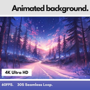 Sfondo animato 4K / Sfondo animato, Streaming, VTuber, Twitch, YouTube / Pineta invernale da sogno / Sfondo telefono bonus