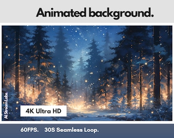 4K Animated Background | Live Wallpaper, Streaming, VTuber, Twitch, YouTube | Enchanted Winter Night | Bonus Phone Wallpaper