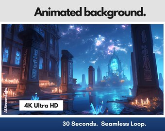 4K Animated Starlit Ruins Background: VTuber, Twitch, YouTube + Mobile Wallpaper
