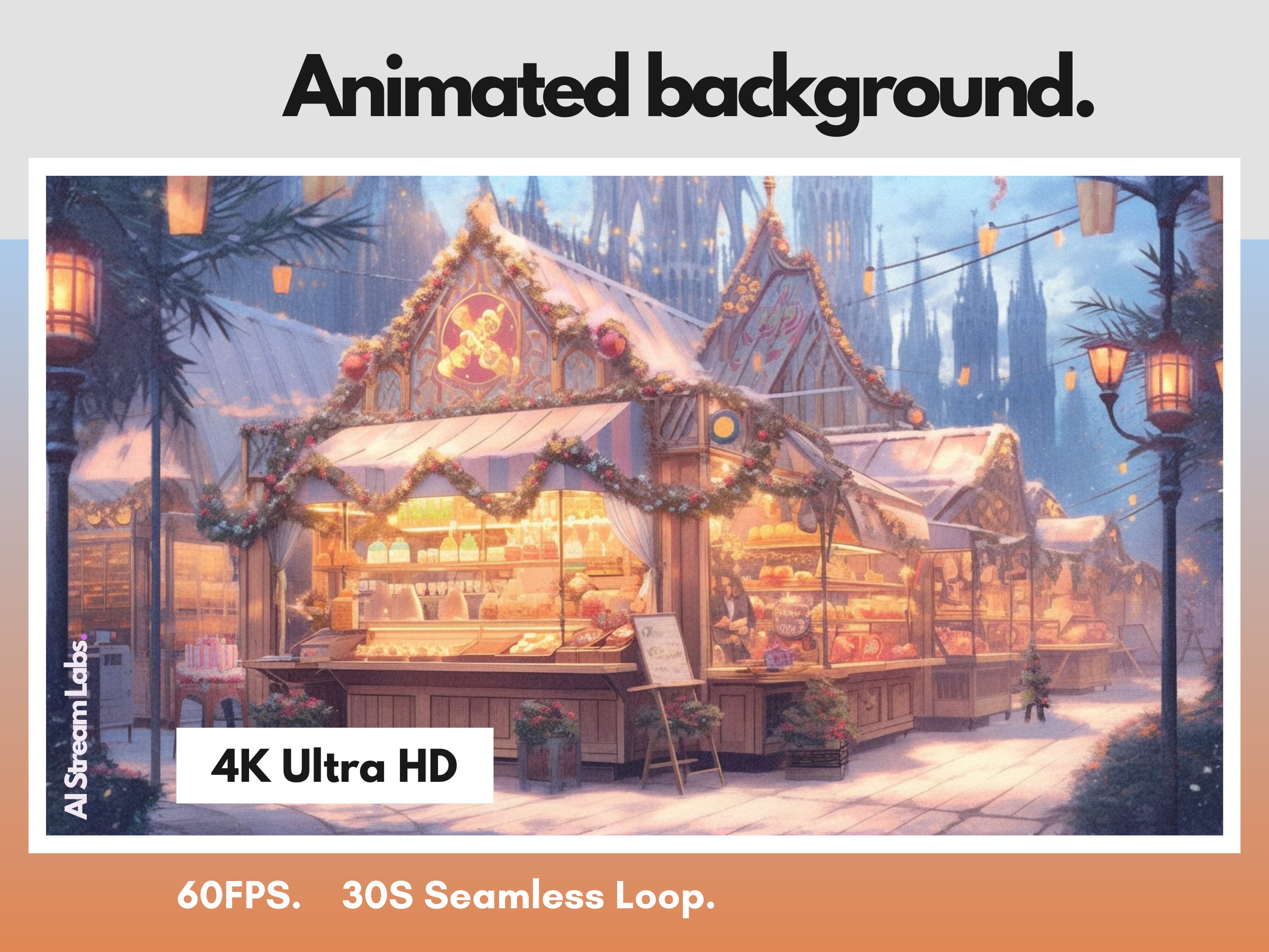 4K Animated Background Vienna Christmas Market | Live Scene, Streaming, VTuber, Twitch, YouTube | Bonus Phone Wallpaper
