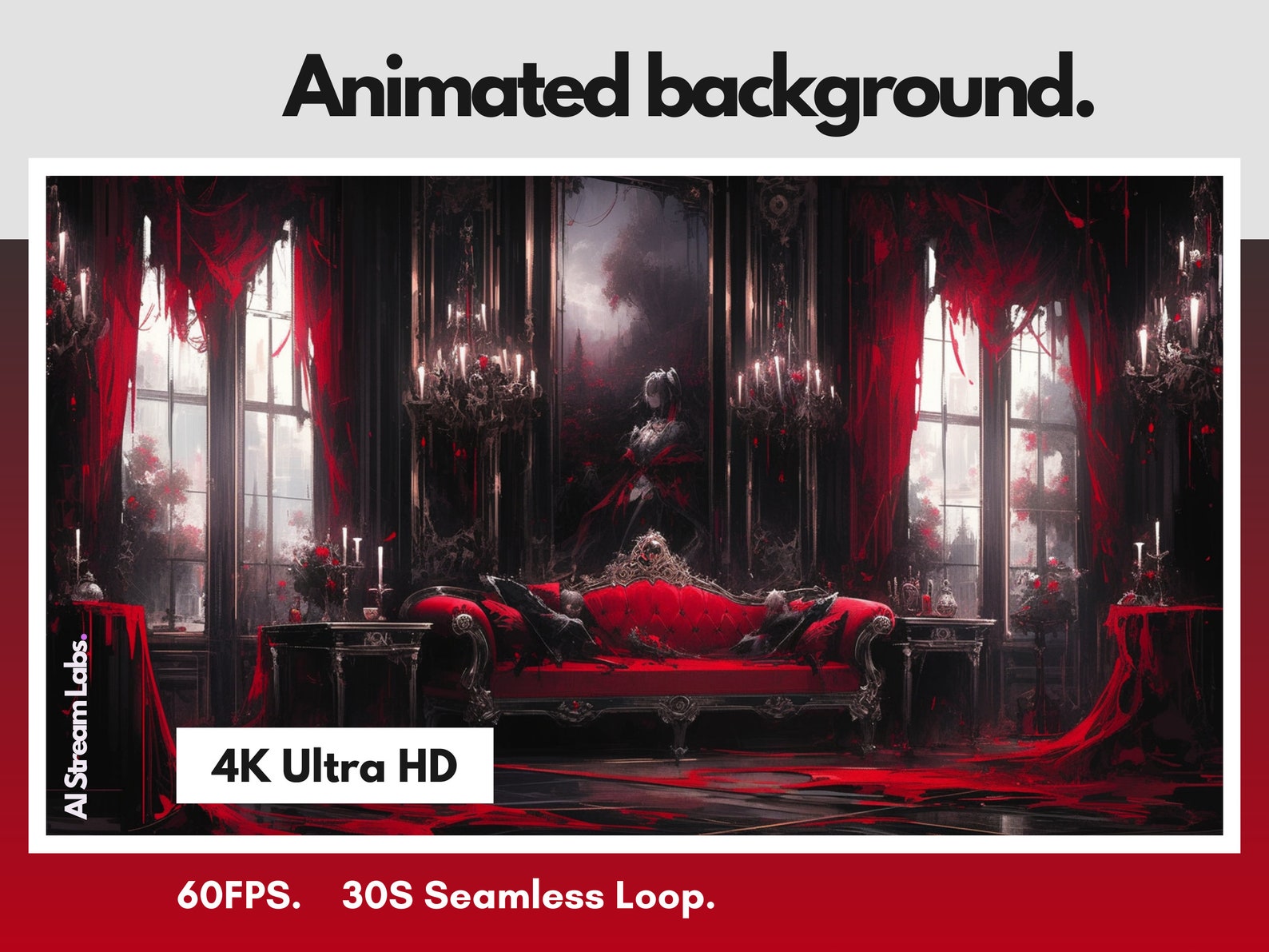4K Animated Gothic Vampire Living Room Background: Streaming, Vtuber - Etsy