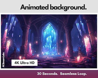 4K Animated Background Enchanted Crystal Sanctuary | Whimsical Fantasy Purple | VTuber, Twitch, YouTube, Streaming | Bonus Mobile Wallpaper