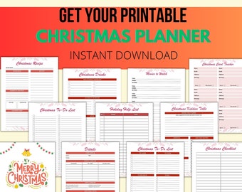 Christmas Planner Bundle: Holiday Checklist, Meal Prep, Gift List (PDF)