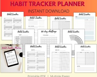 Minimalist Habit Tracker Printable | Weekly Monthly Yearly PDF | Goal Planner, Mood & Workout Tracker, Digital Download