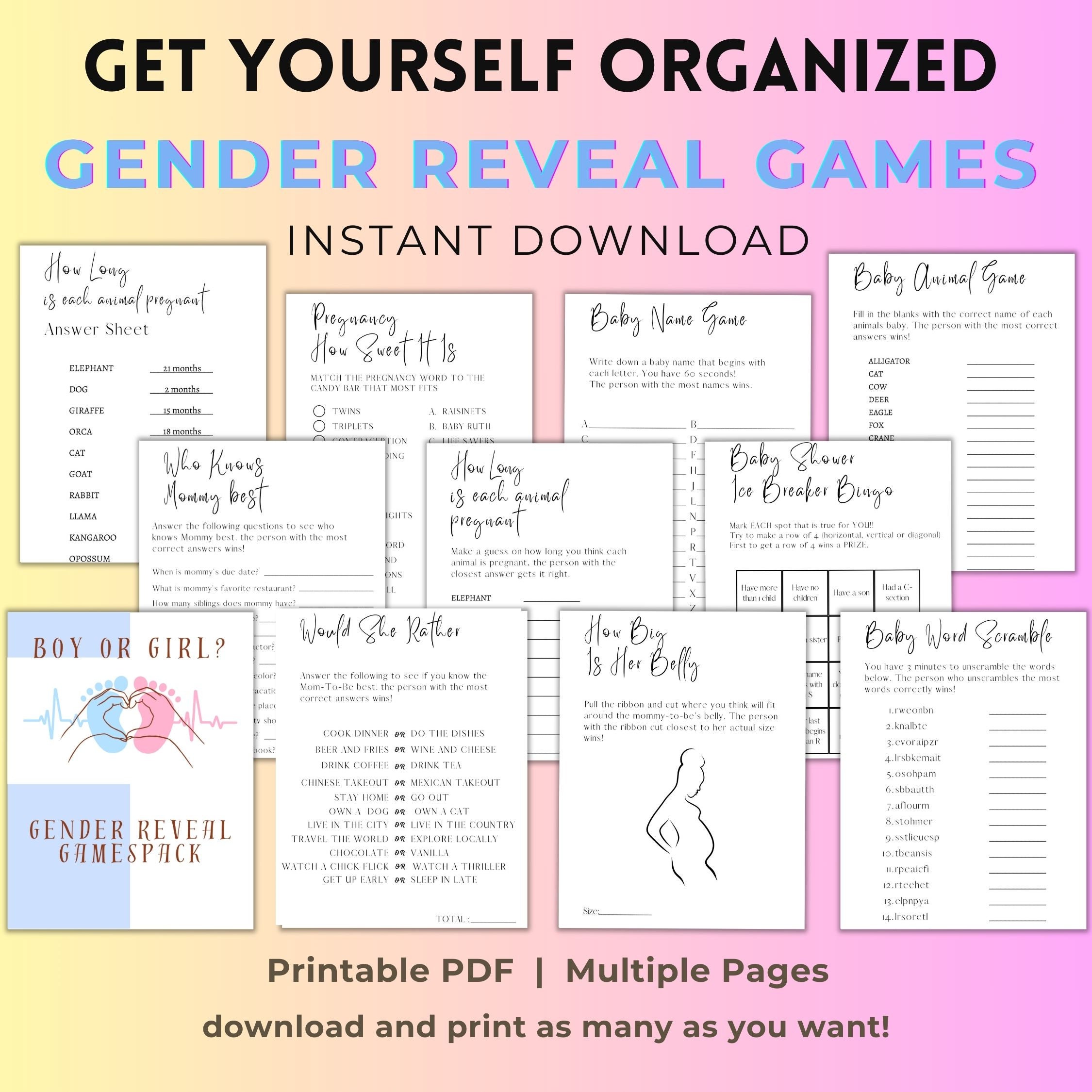 Boy or Girl Gender Reveal Games | Gender Neutral Baby Games | Pink or Blue Gender Reveal | Baby Shower Games | Fun Games for Baby Showers