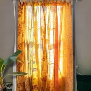 EXPRESS SERVICE of Indian Vintage Old Silk Sari Fabric Handmade Curtain Door Window Decor Up cycled Curtain Home Door Window Curtain