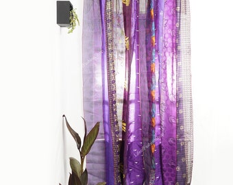 1 pcs Indian Vintage Old Silk Sari Fabric Handmade Curtain Door Window Decor Up cycled Curtain Home Door Window Curtain