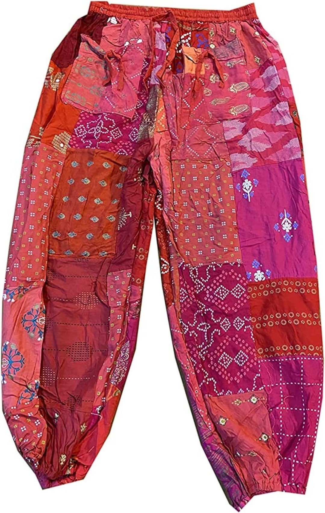 Patchwork Harem Pants With Pockets Hippie Boho Rayon Harem Etsy