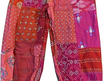 Patchwork Harem Pants with Pockets, Hippie Boho Rayon Harem Pants, Summer Pants, Festival Clothing Super Comfy Unisex Harem Pant With Pocket